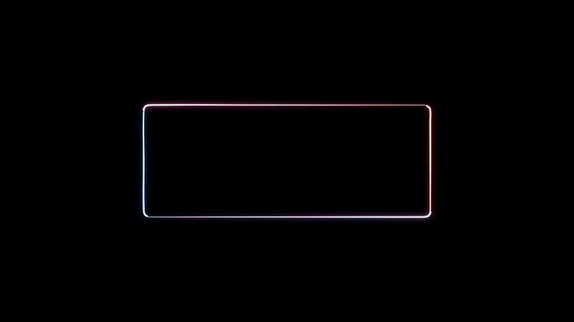 Abstract glowing neon rectangle border frame in the shape rectangle glowing and futuristic energy line animation. Rectangle Border Background. Loopable