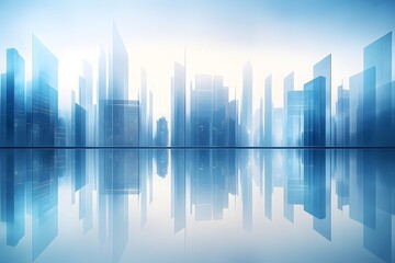 Futuristic Glass Cityscape with Reflections and Modern Architecture