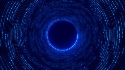 Abstract circle glowing technology line. Digital data protection security binary wave background. Abstract particles . artificial intelligence concepts. digital wave. Blue circular shape background - Powered by Adobe