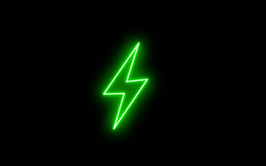 Neon Energy icon on black background. Neon lighting flash icon. Battery charging power icon. Glowing neon Charging flashlight icon on black background. Neon glowing Energy, electricity, power icon