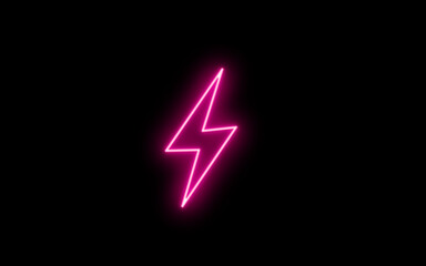 Neon Energy icon on black background. Neon lighting flash icon. Battery charging power icon. Glowing neon Charging flashlight icon on black background. Neon glowing Energy, electricity, power icon