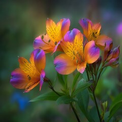 bunte Blume. gelb, lila