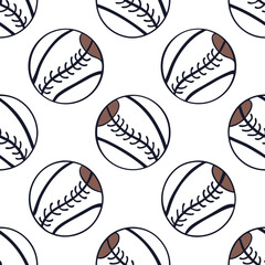 Fototapeta premium Seamless pattern of stylized baseball illustrations on a white background