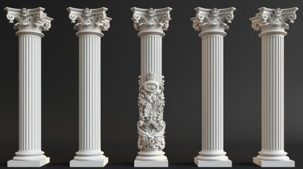 
Ornate White Stone Columns Architectural Detail