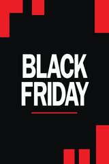 Black Friday poster, minimalist design, monochrome palette with red accents, empty space, modern and stylish look.