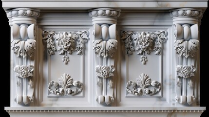 
Ornate White Stone Columns Architectural Detail