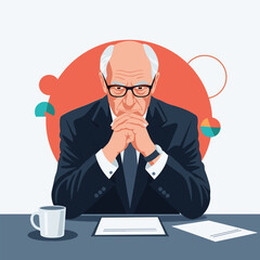Experienced businessman deep in thought analyzing financial data for strategic decision making