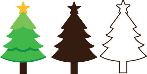 set of christmas trees