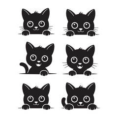 Stylized Cat Silhouette Bundle | Cute Black Cat Vector Clipart Set tylized, silhouette, bundle, cute, black cat, vector, clipart
