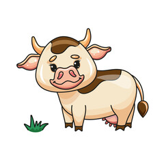Adorable Cartoon Cow. Vector Illustration