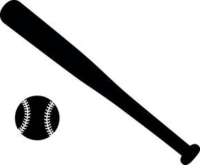 Baseball Equipment: Bats and Ball Silhouette