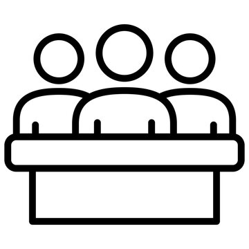 three people behind podium outline clip art preview