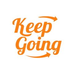 typography "KEEP GOING" in orange
