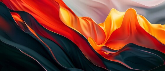 An abstract oil painting waves with orange, red, and black colors - perfect for wallpapers