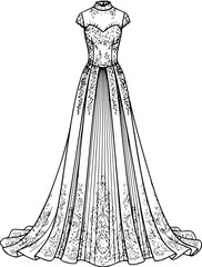 Elegant dress illustration on a plain background
