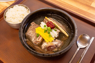 Korean traditional food. short rib soup. galbitang