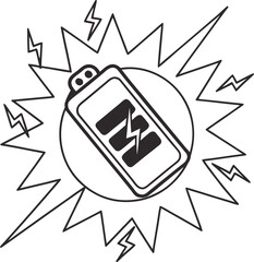 battery with lightning bolts outline icon representing power and energy