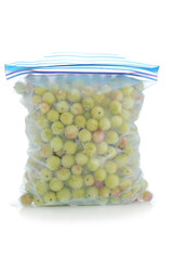 frozen gooseberries in a freezer bag