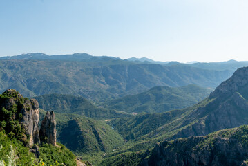 Fototapeta premium Landscape of Bosnia and Herzegovina mountains hill peak range haze summer Europe