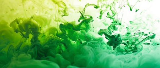 An illustration of an artistic, abstract green liquid paint - great for wallpapers