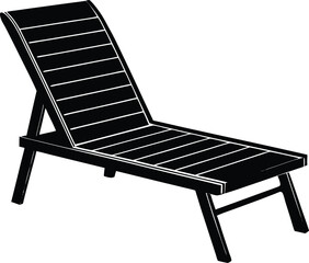 Beautiful Black Patio Lounge chair Vector Illustration Silhouette
