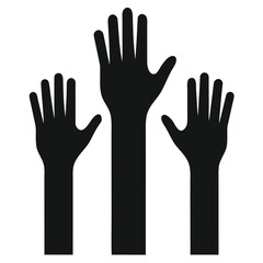 Obraz premium Raised Hands Silhouettes Volunteer Concept Participation with Isolated White Background