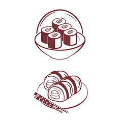 Minimalist japanese sushi set illustration