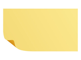 Yellow Sticky Note with Curled Corner Isolated