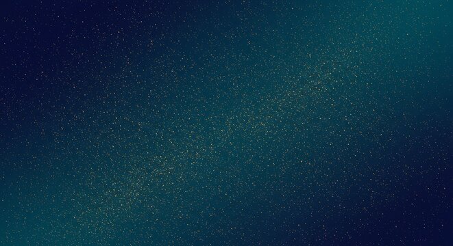 Abstract dark teal and blue background with a subtle golden glitter texture, representing a cosmic nebula or deep space.