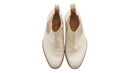 Elegant pair of white leather chelsea boots isolated on transparent background, perfect for fashionconscious individuals seeking a stylish and comfortable footwear option for any occasion