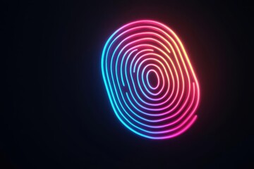 Cyber fingerprint authentication with soft neon highlights, futuristic security background, flat design illustration