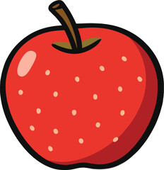 Vibrant red apple illustration with simple design and charming polka dot pattern for educational purposes