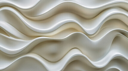 Fototapeta premium Abstract close-up of smooth, flowing white ceramic or plaster waves with a modern, minimalist aesthetic