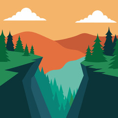Vibrant mountain landscape with forest and canyon