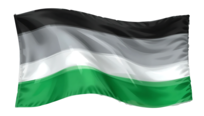 An agender pride flag waving in the wind isolated on transparent background