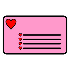 vector illustration of a love and red heart themed letter icon