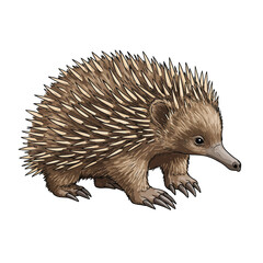 Fototapeta premium Adorable short-beaked echidna illustration isolated on white background wildlife animal