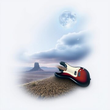 Squier by Fender Bass Guitar Isolated Isolated on Transparent or White Background PNG dreamlike imagery subconscious exploration bending reality imaginative narratives juxtaposing elements evok