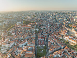Obraz premium Skyline of Porto City Downtown, Old Town. Portugal. Sightseeing. Drone View