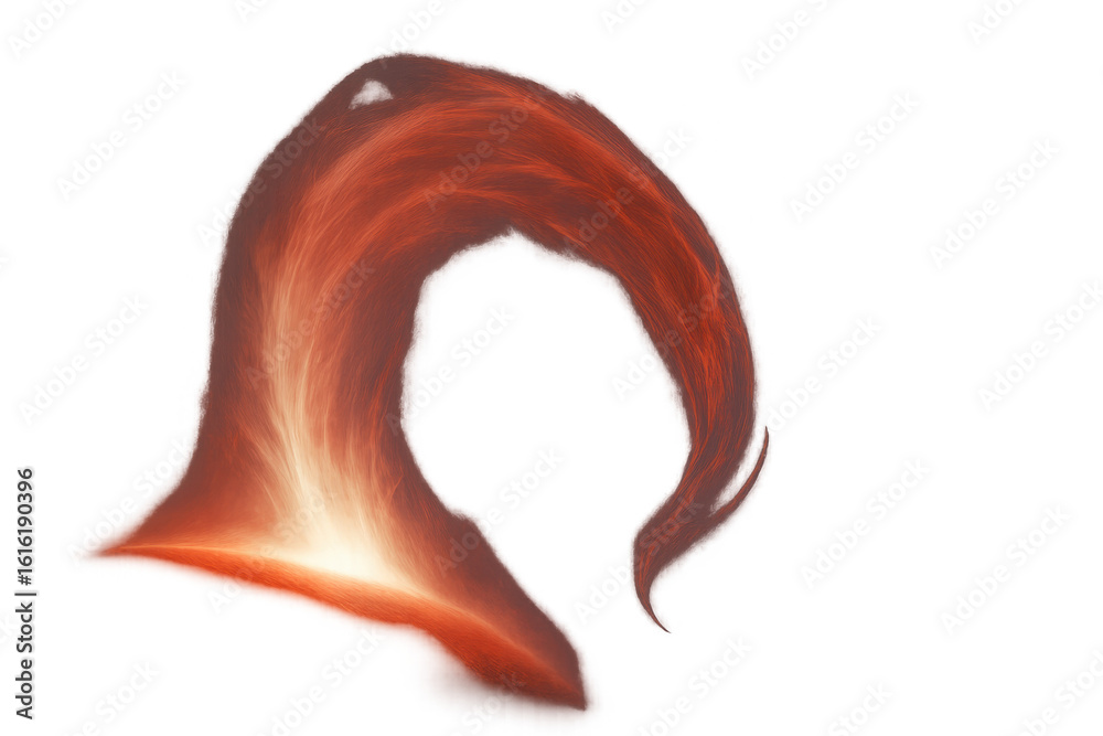 Wall mural fire effect curving dynamically through transparent space, generating dramatic visual impact with fl