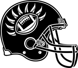 Gridiron Glory: Sunburst Football Helmet Tattoo Design"
