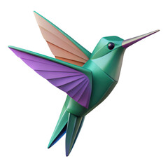 3d hummingbird with colorful wings isolated on transparent background