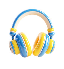 Blue and yellow headphones icon