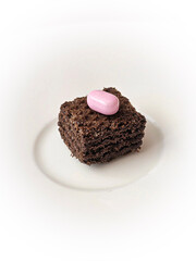 chocolate cake on white background