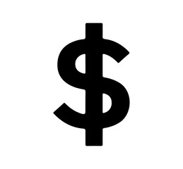 Simple black dollar symbol graphic suitable for financial themes and international business designs offering flexible scalability.