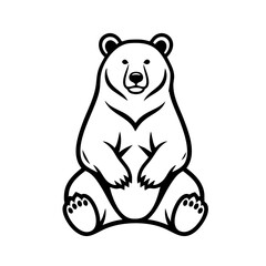 Fototapeta premium Black Bear Silhouette Vector Sitting Upright - Relaxed Minimalist Animal Icon