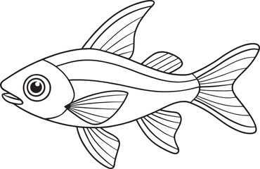 Rasbora fish illustration ready for children marine life books and aquatic educational coloring activities