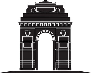 Fototapeta premium India Gate Silhouette Vector Illustration A Landmark of New Delhi India A Monumental Sandstone Arch