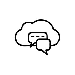 Hand drawn cloud with speech bubbles icon on data storage