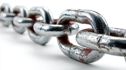 Obraz premium Metal chain isolated on white background, cut out for industrial, security and design use